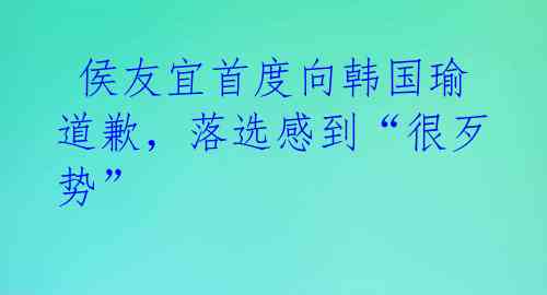  侯友宜首度向韩国瑜道歉，落选感到“很歹势”