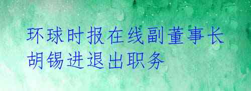 环球时报在线副董事长胡锡进退出职务