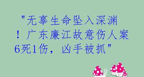  "无辜生命坠入深渊！广东廉江故意伤人案6死1伤，凶手被抓"