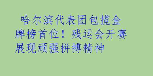  哈尔滨代表团包揽金牌榜首位！残运会开赛展现顽强拼搏精神