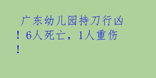  广东幼儿园持刀行凶！6人死亡，1人重伤！