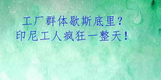  工厂群体歇斯底里？印尼工人疯狂一整天！