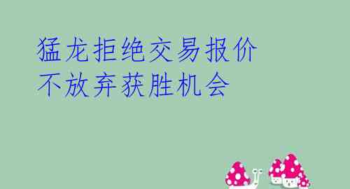 猛龙拒绝交易报价 不放弃获胜机会