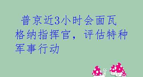  普京近3小时会面瓦格纳指挥官，评估特种军事行动