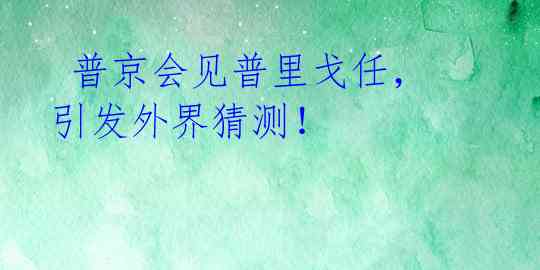  普京会见普里戈任，引发外界猜测！