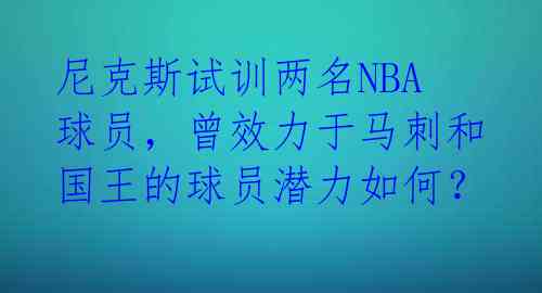 尼克斯试训两名NBA球员，曾效力于马刺和国王的球员潜力如何？