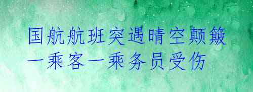  国航航班突遇晴空颠簸 一乘客一乘务员受伤 