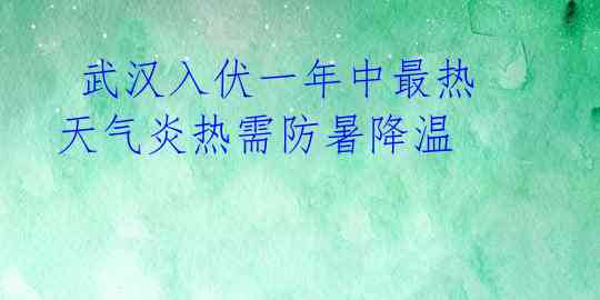  武汉入伏一年中最热 天气炎热需防暑降温 