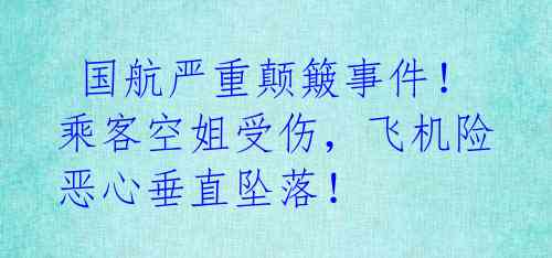  国航严重颠簸事件！乘客空姐受伤，飞机险恶心垂直坠落！