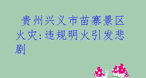  贵州兴义市苗寨景区火灾:违规明火引发悲剧