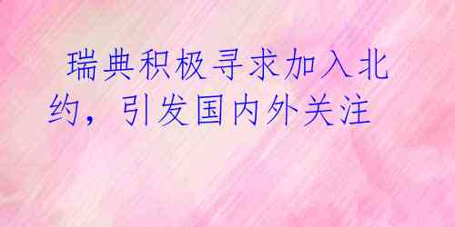  瑞典积极寻求加入北约，引发国内外关注