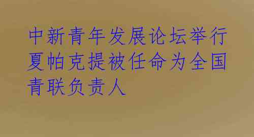  中新青年发展论坛举行 夏帕克提被任命为全国青联负责人 