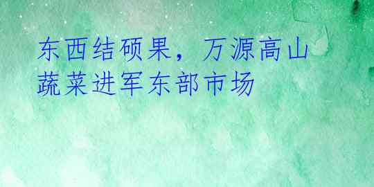 东西结硕果，万源高山蔬菜进军东部市场