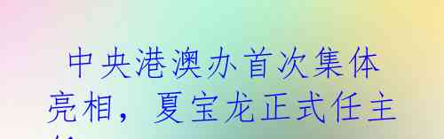  中央港澳办首次集体亮相，夏宝龙正式任主任