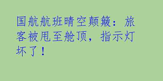 国航航班晴空颠簸：旅客被甩至舱顶，指示灯坏了！