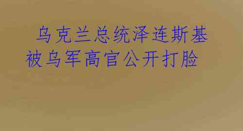  乌克兰总统泽连斯基被乌军高官公开打脸