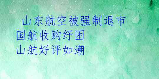  山东航空被强制退市 国航收购纾困 山航好评如潮