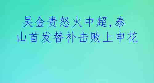 吴金贵怒火中超,泰山首发替补击败上申花