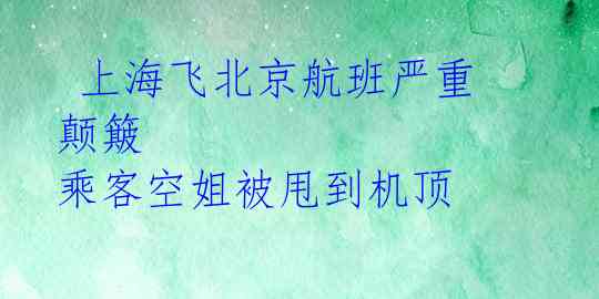  上海飞北京航班严重颠簸 乘客空姐被甩到机顶