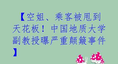  【空姐、乘客被甩到天花板！中国地质大学副教授曝严重颠簸事件】 