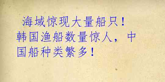  海域惊现大量船只！韩国渔船数量惊人，中国船种类繁多！