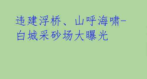  违建浮桥、山呼海啸-白城采砂场大曝光 