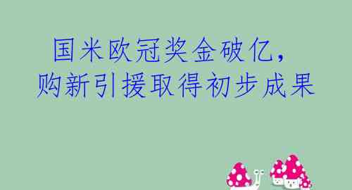  国米欧冠奖金破亿，购新引援取得初步成果 