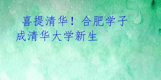  喜提清华！合肥学子成清华大学新生 