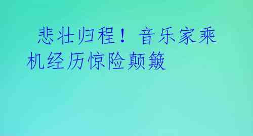  悲壮归程！音乐家乘机经历惊险颠簸