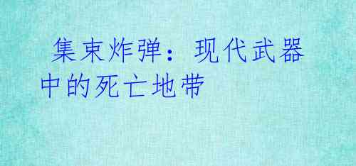 集束炸弹:现代武器中的死亡地带