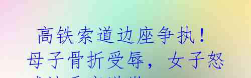 高铁索道边座争执!母子骨折受辱,女子怒喊让乘客道歉