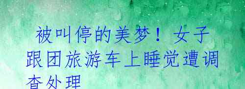 被叫停的美梦!女子跟团旅游车上睡觉遭调查处理
