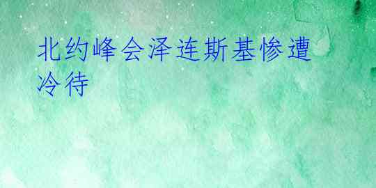 北约峰会泽连斯基惨遭冷待