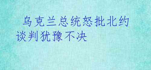  乌克兰总统怒批北约谈判犹豫不决