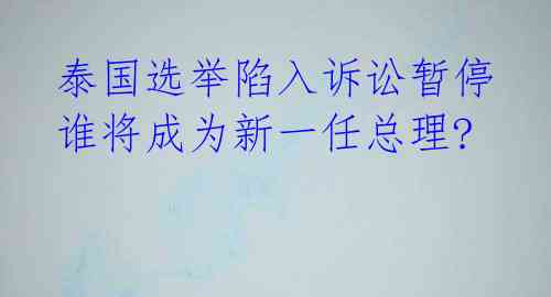  泰国选举陷入诉讼暂停 谁将成为新一任总理?