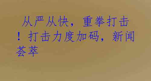  从严从快，重拳打击！打击力度加码，新闻荟萃