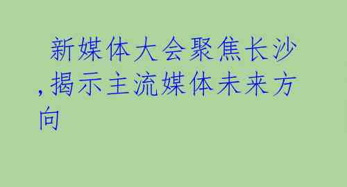  新媒体大会聚焦长沙,揭示主流媒体未来方向