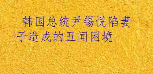  韩国总统尹锡悦陷妻子造成的丑闻困境