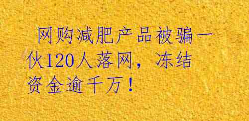  网购减肥产品被骗一伙120人落网，冻结资金逾千万！