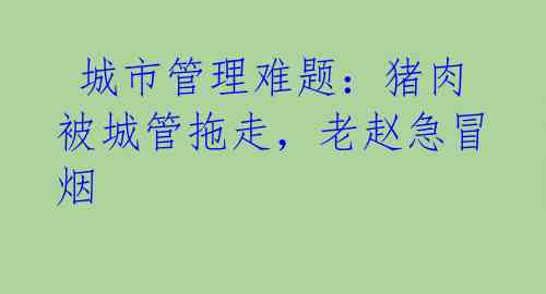  城市管理难题：猪肉被城管拖走，老赵急冒烟