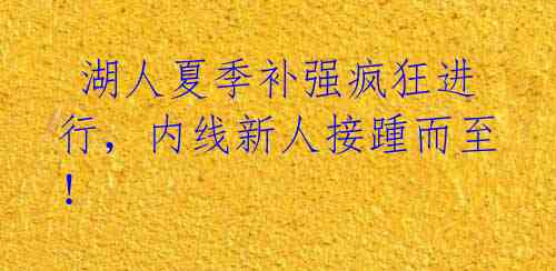  湖人夏季补强疯狂进行，内线新人接踵而至！