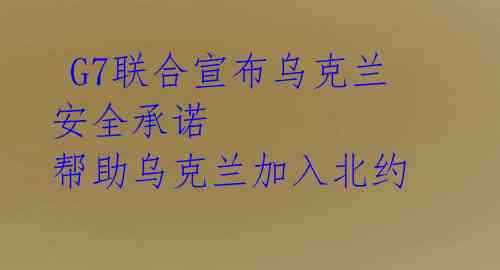 G7联合宣布乌克兰安全承诺 帮助乌克兰加入北约