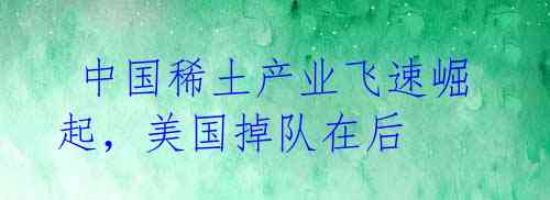 中国稀土产业飞速崛起,美国掉队在后