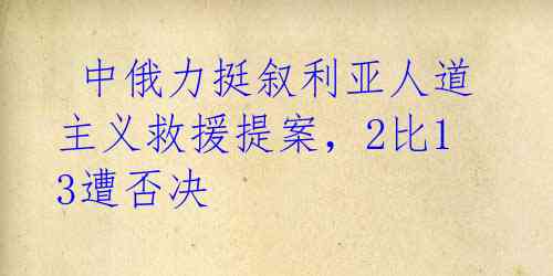  中俄力挺叙利亚人道主义救援提案，2比13遭否决 