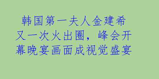  韩国第一夫人金建希又一次火出圈，峰会开幕晚宴画面成视觉盛宴 