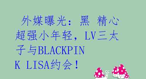  外媒曝光：黑 精心超强小年轻，LV三太子与BLACKPINK LISA约会！ 