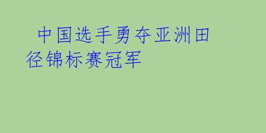  中国选手勇夺亚洲田径锦标赛冠军 