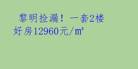 黎明捡漏!一套2楼好房12960元/㎡