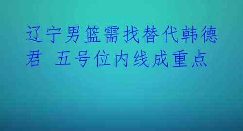 辽宁男篮需找替代韩德君 五号位内线成重点