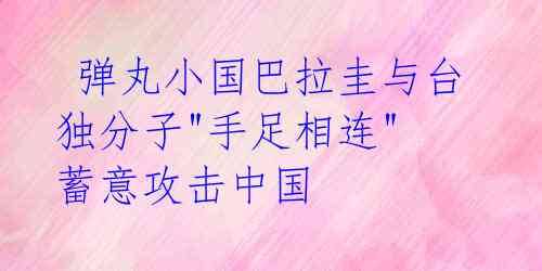  弹丸小国巴拉圭与台独分子"手足相连" 蓄意攻击中国